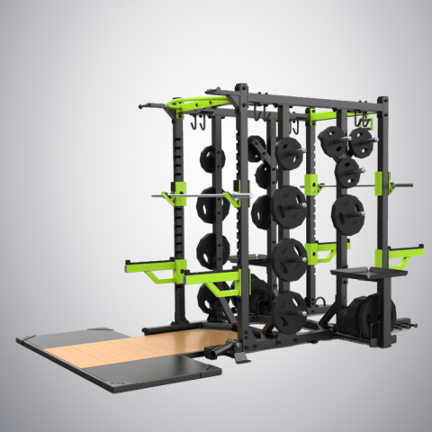 E6224P 雙邊半框深蹲架含一體式舉重台 Combo Rack